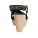 Woman's sandal in black leather with accessory, platform and wedge heel 9 - Available sizes:  32, 33, 34