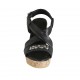 Woman's sandal in black leather with accessory, platform and wedge heel 9 - Available sizes:  32, 33, 34