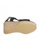 Woman's sandal in black leather with accessory, platform and wedge heel 9 - Available sizes:  32, 33, 34