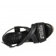 Woman's sandal in black leather with accessory, platform and wedge heel 9 - Available sizes:  32, 33, 34