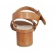 Woman's sandal with strap with buckle in tan-colored leather heel 4 - Available sizes:  32, 43