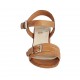 Woman's sandal with strap with buckle in tan-colored leather heel 4 - Available sizes:  32, 43