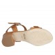 Woman's sandal with strap with buckle in tan-colored leather heel 4 - Available sizes:  32, 43