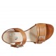 Woman's sandal with strap with buckle in tan-colored leather heel 4 - Available sizes:  32, 43