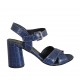 Sandalia para mujer con cinturon en piel imprimida azul tacon 7 - Tallas disponibles:  33, 42, 43, 44