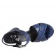 Sandalo da donna con cinturino in pelle stampata blu tacco 7 - Misure disponibili: 33, 42, 43, 44