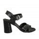 Sandale pour femmes avec courroie en cuir imprimé noir talon 7 - Pointures disponibles:  32, 33, 34, 42, 43, 44, 45