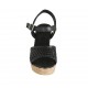 Sandalo da donna con cinturino e plateau in pelle intrecciata nera zeppa 9 - Misure disponibili: 32, 33, 34