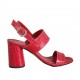 Sandalo da donna con cinturino in pelle stampata rossa tacco 7 - Misure disponibili: 33, 34, 42, 43, 44