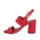 Sandale pour femmes avec courroie en cuir imprimé rouge talon 7 - Pointures disponibles:  43, 44