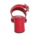 Sandalo da donna con cinturino in pelle stampata rossa tacco 7 - Misure disponibili: 33, 34, 42, 43, 44
