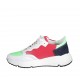 Chaussure pour femmes à lacets avec semelle amovible en cuir blanc et vert, daim bleu et tissu rouge talon compensé 5 - Pointures disponibles:  34, 43