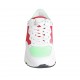 Woman's laced shoe in white and green leather, blue suede and red fabric with removable insole wedge heel 5 - Available sizes:  34, 43