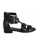 Scarpa aperta da donna con cerniera e fibbie in pelle nera tacco 2 - Misure disponibili: 42, 43, 44, 45