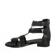 Scarpa aperta da donna con cerniera e fibbie in pelle nera tacco 2 - Misure disponibili: 42, 43, 44, 45