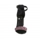 Woman's open shoe with ankle strap in black leather and printed striped pink suede heel 7 - Available sizes:  34, 42, 43, 44