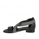 Woman's open shoe with elastic bands and rhinestones in black leather heel 2 - Available sizes:  33, 34, 42, 43