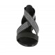 Woman's open shoe with elastic bands and rhinestones in black leather heel 2 - Available sizes:  33, 34, 42, 43