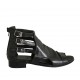 Woman's open shoe with zipper and straps in black leather heel 2 - Available sizes:  42