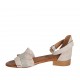 Zapato abierto con cinturon para mujer en gamuza beis y piel estampada platino tacon 2 - Tallas disponibles:  33, 34, 42, 43, 44