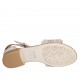 Scarpa aperta da donna con cinturino in camoscio beige e pelle stampata platino tacco 2 - Misure disponibili: 33, 34, 42, 43, 44