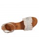 Woman's open shoe with strap in beige suede and platinum printed leather heel 2 - Available sizes:  33, 34, 42, 43, 44
