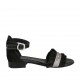Scarpa aperta da donna con cinturino in camoscio nero e pelle stampata grigia tacco 2 - Misure disponibili: 33, 34, 42, 43, 44