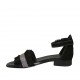 Woman's open shoe with strap in black suede and grey printed leather heel 2 - Available sizes:  33, 34, 42, 43, 44
