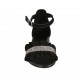 Woman's open shoe with strap in black suede and grey printed leather heel 2 - Available sizes:  33, 34, 42, 43, 44