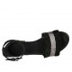 Woman's open shoe with strap in black suede and grey printed leather heel 2 - Available sizes:  33, 34, 42, 43, 44