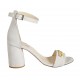 Scarpa aperta da donna con cinturino alla caviglia e borchie in camoscio beige tacco 7 - Misure disponibili: 32, 33, 42, 43, 44, 45