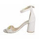 Zapato abierto con cinturon al tobillo y tachuelas para mujer en gamuza beis tacon 7 - Tallas disponibles:  32, 33, 42, 43, 44, 45