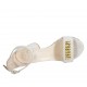Zapato abierto con cinturon al tobillo y tachuelas para mujer en gamuza beis tacon 7 - Tallas disponibles:  32, 33, 42, 43, 44, 45
