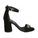 Zapato abierto con cinturon al tobillo y tachuelas para mujer en gamuza negra tacon 7 - Tallas disponibles:  45