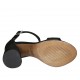 Zapato abierto con cinturon al tobillo y tachuelas para mujer en gamuza negra tacon 7 - Tallas disponibles:  45