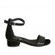 Zapato abierto para mujer con cinturon al tobillo en piel estampada y gamuza negra tacon 3 - Tallas disponibles:  44