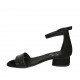 Woman's open shoe with ankle strap in black printed leather and suede heel 3 - Available sizes:  44