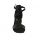 Woman's open shoe with ankle strap in black printed leather and suede heel 3 - Available sizes:  44