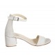 Scarpa aperta da donna in camoscio color ghiaccio con cinturino alla caviglia tacco 5 - Misure disponibili: 32, 44, 45
