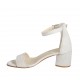 Scarpa aperta da donna in camoscio color ghiaccio con cinturino alla caviglia tacco 5 - Misure disponibili: 32, 44, 45