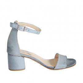 Offener Damenschuh aus hellblauem Leder mit Riem Absatz 5 - Verfügbare Größen:  32, 42, 43, 44, 45