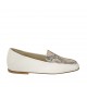 Mocasino para mujer en piel blanca y imprimida multicolor tacon 1 - Tallas disponibles:  33, 34, 42, 43