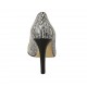 Zapato de salon puntiagudo para mujer en piel negra y blanca y charol amarillo tacon 9 - Tallas disponibles:  42, 44