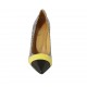 Zapato de salon puntiagudo para mujer en piel negra y blanca y charol amarillo tacon 9 - Tallas disponibles:  42, 44