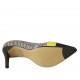 Zapato de salon puntiagudo para mujer en piel negra y blanca y charol amarillo tacon 9 - Tallas disponibles:  42, 44