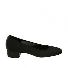 Pumpschuh für Damen aus schwarzem Stoff und Leder Absatz 3 - Verfügbare Größen:  33, 42, 43, 44