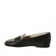 Mocasino para mujer en piel negra y imprimida multicolor tacon 1 - Tallas disponibles:  43, 45
