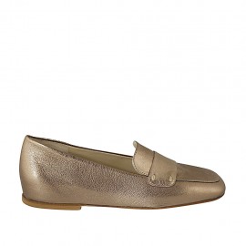 Mocassin pour femmes en cuir lamé bronze talon 1 - Pointures disponibles:  33, 42, 43, 44