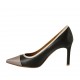 Decolté a punta da donna in pelle nera e vernice rosa e beige tacco 8 - Misure disponibili: 31, 32, 33, 34, 42, 43, 44, 45