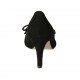 Decolté a punta da donna con fiocco e borchie in tessuto trasparente a pois e camoscio nero tacco 7 - Misure disponibili: 32, 33, 34, 42, 43, 44, 45